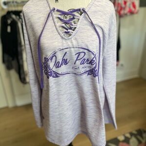 Oaks Park Lavender Lace-Up Long Sleeve Tee